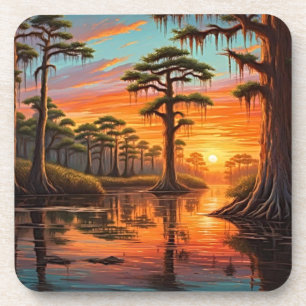 Dessous-de-verre Un beau coucher de soleil sur le Bayou