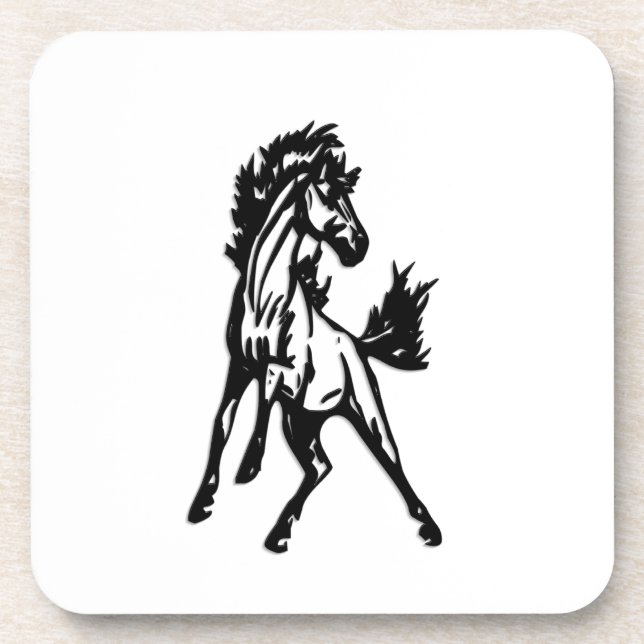 Dessous-de-verre Un cheval sautant fringant dans la nature (Devant)