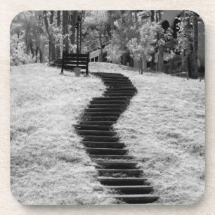 Dessous-de-verre Un infrarouge d'arbres bâtiments et sentiers à L