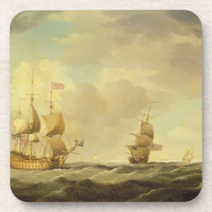 Dessous-de-verre Un navire amiral anglais sous la voile facile dans