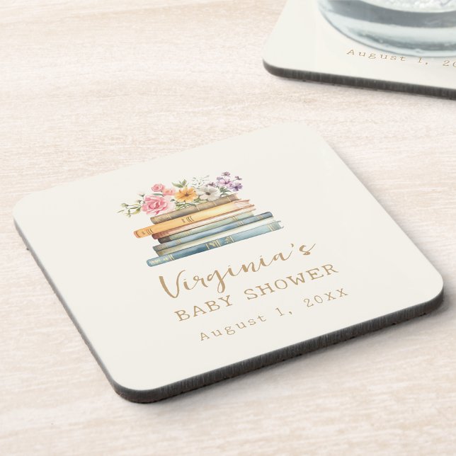 Dessous-de-verre Un nouveau Baby shower de livres de chapitre (A New Chapter Books Baby Shower Beverage Coaster by Painted Paperie
)
