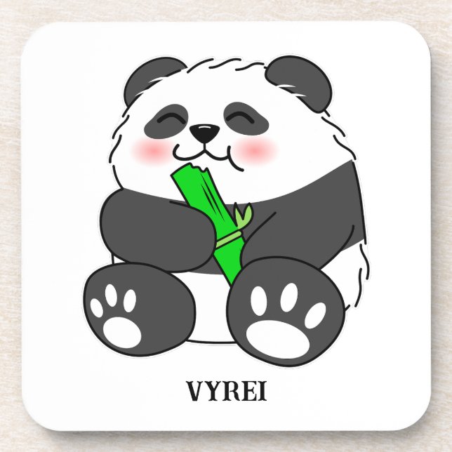 Dessous-de-verre Un Panda Bébé Mignonne Mangeant Stalk Bambou (Devant)