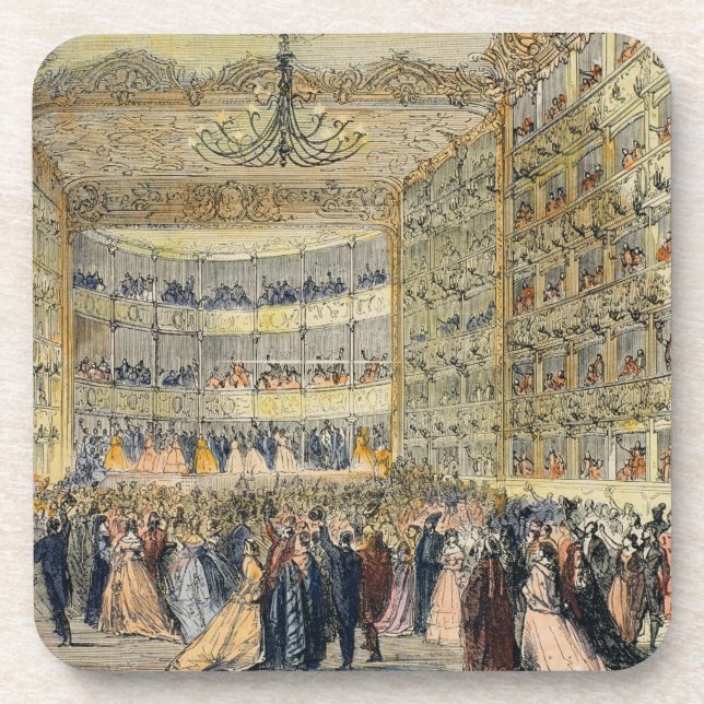 Dessous-de-verre Une boule masquée au théâtre de Fenice, Venise, (Devant)