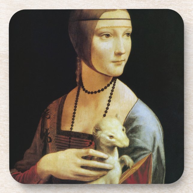 Dessous-de-verre Une dame avec une mine par Léonard de Vinci (Devant)