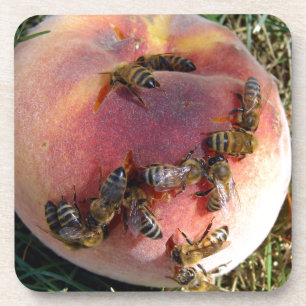 Dessous-de-verre Une Douzaine D'Abeilles Et Une Pêche