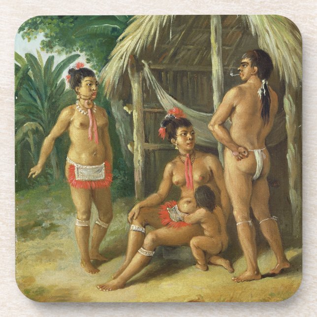 Dessous-de-verre Une famille de Carib de l'Îles-Sous-le-Vent en (Devant)