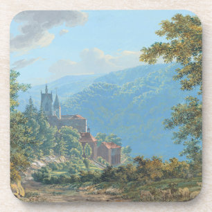 Dessous-de-verre Une forteresse dans un paysage de montagne à Sunri