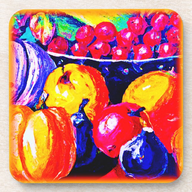 Dessous-de-verre Une Superbe Peinture À L'Huile De Fruité. Commande (Devant)