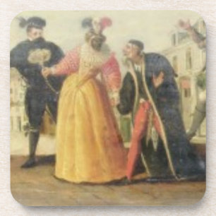 Dessous-de-verre Une troupe de Commedia Dell'Arte avant une