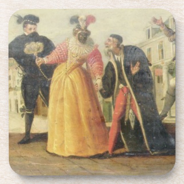 Dessous-de-verre Une troupe de Commedia Dell'Arte avant une (Devant)