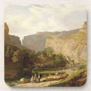 Dessous-de-verre Une vue de la gorge de cheddar (huile sur la