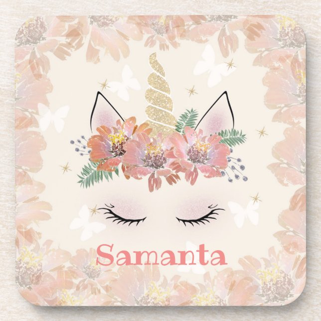 Dessous-de-verre Unicorn, Unicorn Face, personalized (Devant)