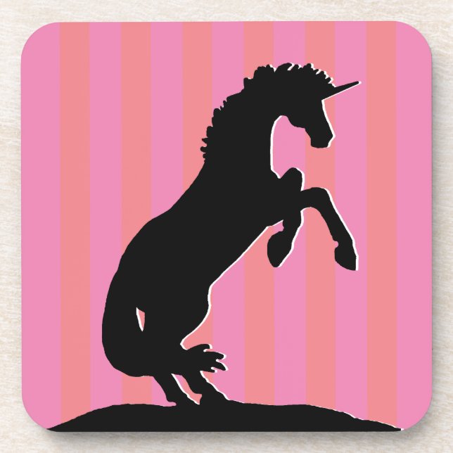 Dessous-de-verre Unicorne d'élevage noir (rayé rose) (Devant)