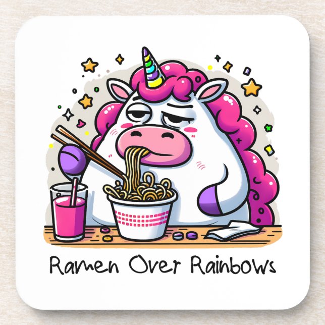 Dessous-de-verre Unicorne Manger Ramen (Devant)