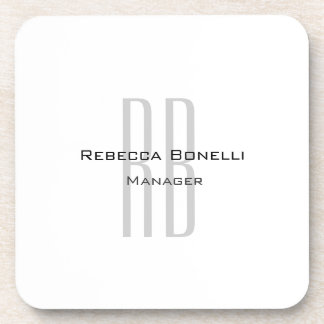 Dessous-de-verre Unique Monogramme gris blanc moderne