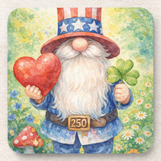 Dessous-de-verre USA 250e anniversaire gnome patriotique coeur sham