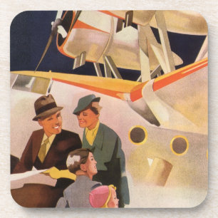 Dessous-de-verre Vacances familiales vintage en hydravion à hélices