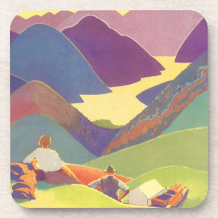 Dessous-de-verre Vacances familiales vintage, pique-nique dans les