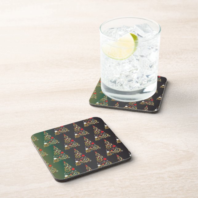 Dessous-de-verre Vacances matte vert or motif de Noël (Côté Droit)