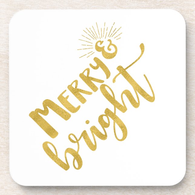 Dessous-de-verre Vacances Merry et Bright Faux Typographie d'or (Devant)