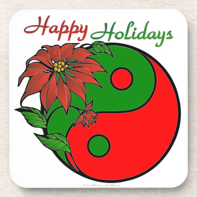 Dessous-de-verre Vacances Yin Yang Poinsettia Rouge Vert (Devant)