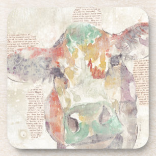 Dessous-de-verre Vache à collage de ferme d'aquarelle