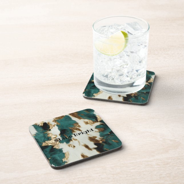 Dessous-de-verre Vache blanche de l'Ouest Emerald Gold (Côté Droit)