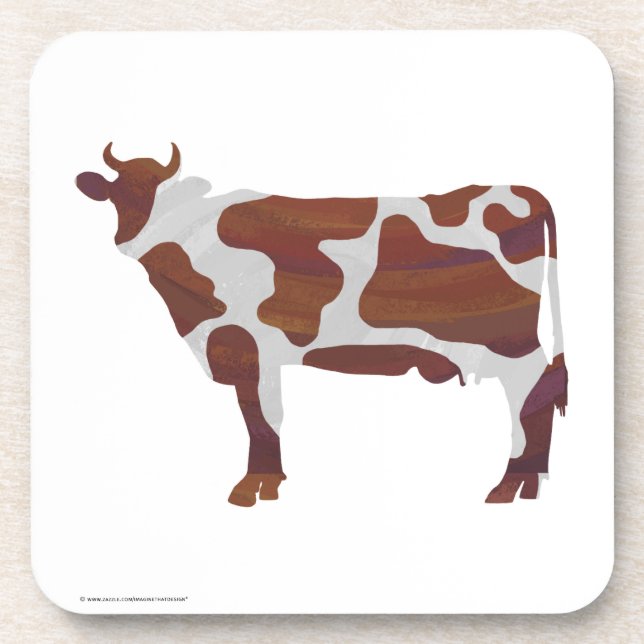 Dessous-de-verre Vache Brown et blanche Silhouette (Devant)