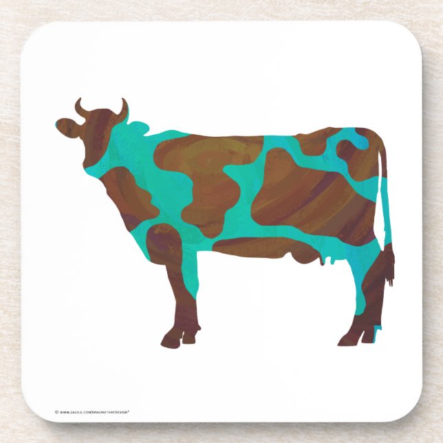 Dessous-de-verre Vache Silhouette Brown et Turquoise (Devant)