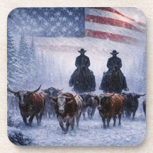 Vachers de Country Western en hiver Conduite de bé