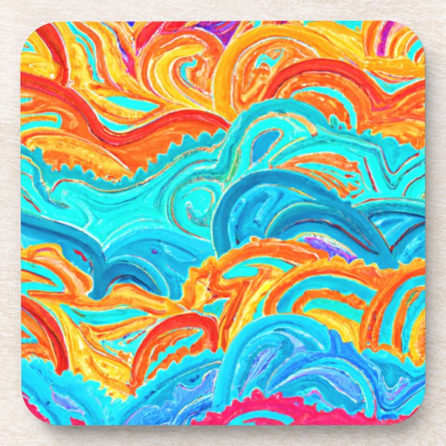 Dessous-de-verre Vague Peinture Motif. Commandez dès maintenant  (Devant)