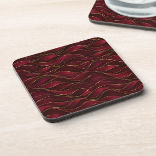 Dessous-de-verre Vagues de marbre rouge burgundy élégantes avec acc