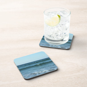 Dessous-de-verre Vagues de rivage bleu touchant la ligne de sable