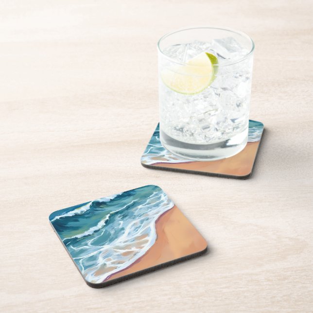 Dessous-de-verre Vagues d'océan bleu aquarelle (Côté Droit)