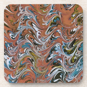 Dessous-de-verre Vagues en rouge et bleu acrylique pour l'art Abstr