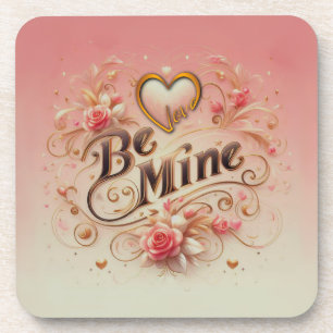 Dessous-de-verre Valentine's Day Be Mine Design with Heart, Citatio
