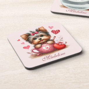 Dessous-de-verre Valentines Jour mignon Yorkshire Terrier Chien