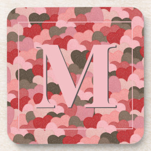 Dessous-de-verre Valentines Papier Coeurs Faux Camouflage Monogramm