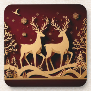 Dessous-de-verre Valse céleste des rennes – Forêt dorée