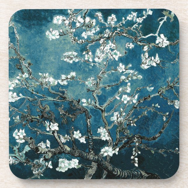 Dessous-de-verre Van Gogh Almond Blossoms : Turquoise foncé (Devant)