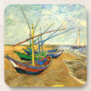 Dessous-de-verre Van Gogh Bateaux de pêche sur la plage de Saintes 