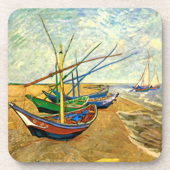 Dessous-de-verre Van Gogh Bateaux de pêche sur la plage de Saintes  (Devant)