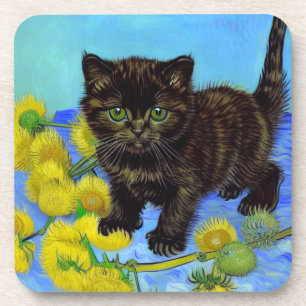 Dessous-de-verre Van Gogh Style Chat avec tournesol