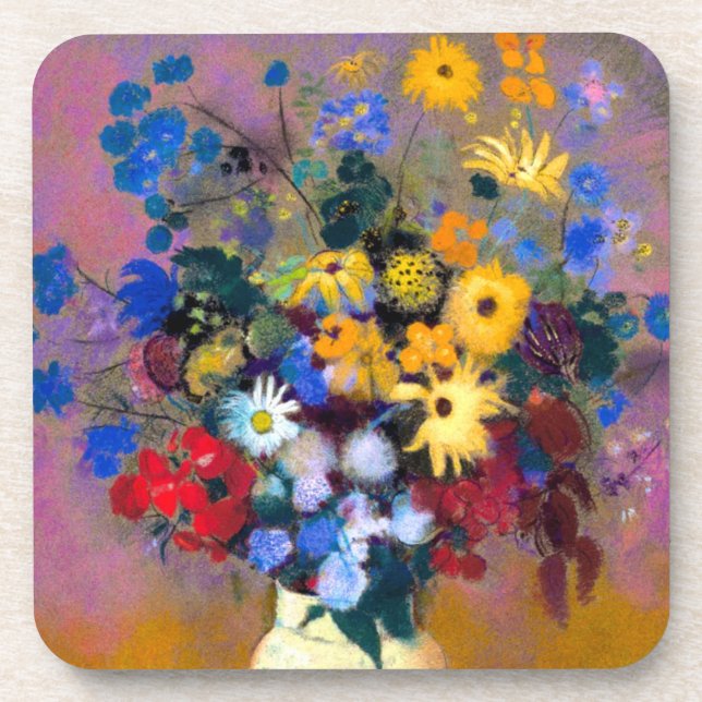 Dessous-de-verre Vase blanc avec fleurs Odilon Redon (Devant)