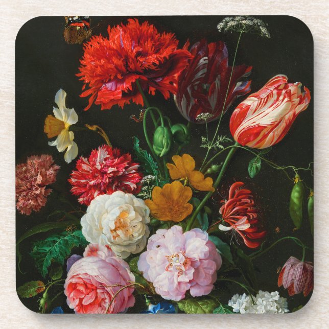 Dessous-de-verre Vase de verre avec des fleurs (Devant)