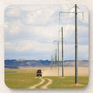 Dessous-de-verre Véhicules 4X4 sur route de terre, désert de Gobi