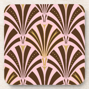 Dessous-de-verre Ventilateur Art déco motif - chocolat rose