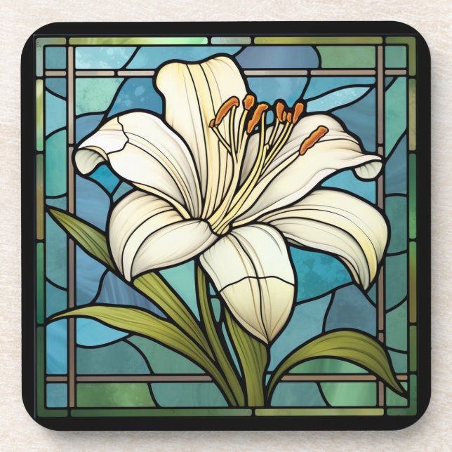 Dessous-de-verre Verre Lily blanc (Devant)