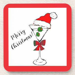 Dessous-de-verre Verres à martini de Noël en plastique dur avec des