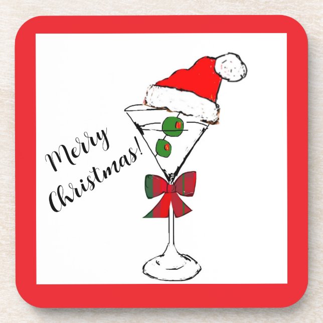 Dessous-de-verre Verres à martini de Noël en plastique dur avec des (Devant)